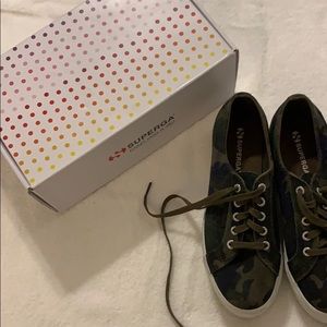 Superga Camo Platform Sneakers, Size 38